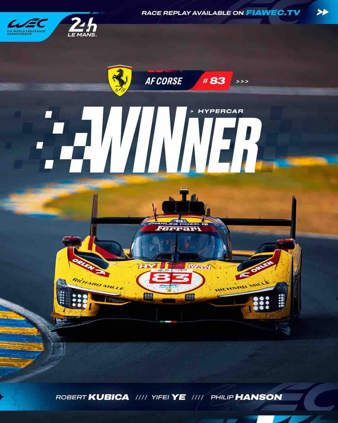 Ferrari wins third consecutive 24 Hours of Le Mans_1